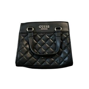 GUESS Mini Black Quilted Satchel/ Crossbody Handbag